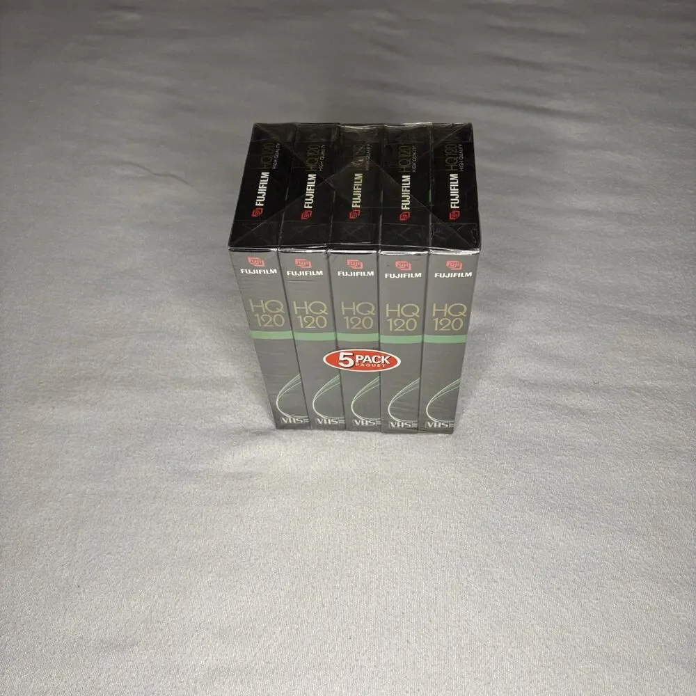 Fujifilm VHS‎ Tapes Unisex OS Black New 5 Pack HQ120 6 Hour High Quality Sealed